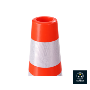 Cône de signalisation 70 cm TC70-4102 TANSAN avec bandes réfléchissantes