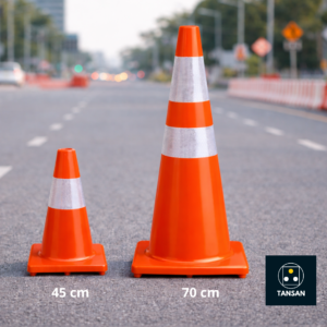 Cône de signalisation 70 cm TC70-4102 TANSAN avec bandes réfléchissantes