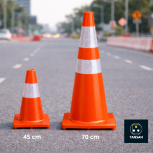 Cône de signalisation 45 cm TC45-4102 TANSAN avec bande réfléchissante