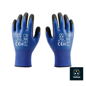 gant travail nitrile double enduction bleu noir TANSAN manutention