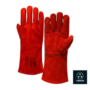 gants de soudage cuir CHALEUR662 TANSAN rouges anti chaleur